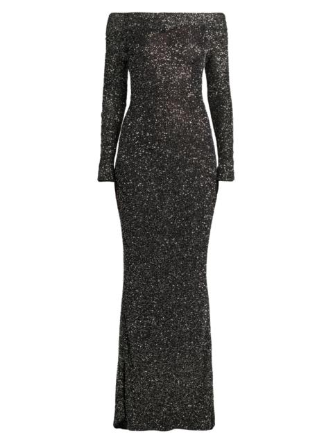 Stella McCartney Women's Knit Sequined Off-the-Shoulder Gown - Black