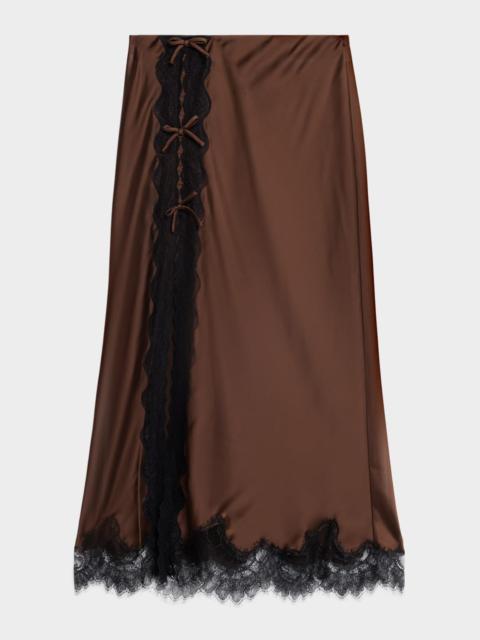 LoveShackFancy Calder Satin Midi Skirt