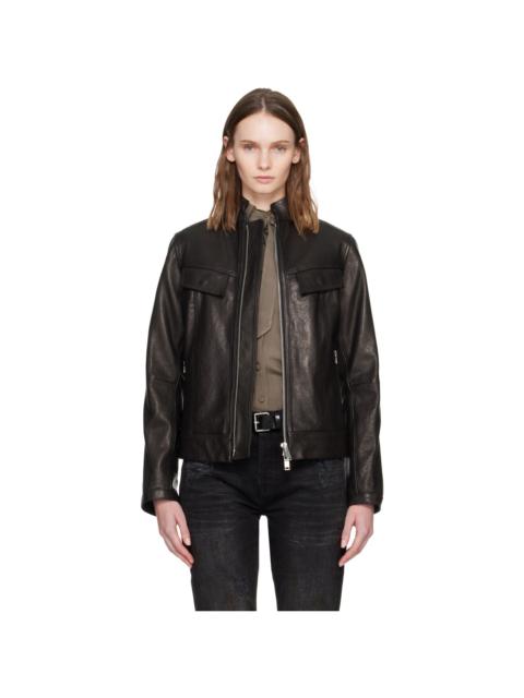 AARON ESH Black Grained Leather Jacket