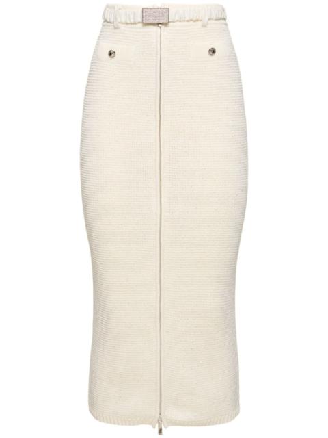 Alessandra Rich Sequined cotton blend knit midi skirt