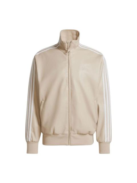 adidas Firebird Adicolor Three Stripes Synthetic Fabric Loose Jacket Asia Sizing 'Beige' IZ4036