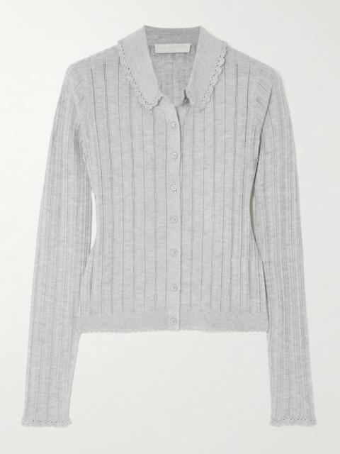 ULLA JOHNSON Lottie Crochet-trimmed Pointelle-knit Cardigan