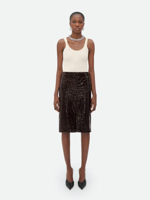 Bottega Veneta Embossed Leather Midi Skirt