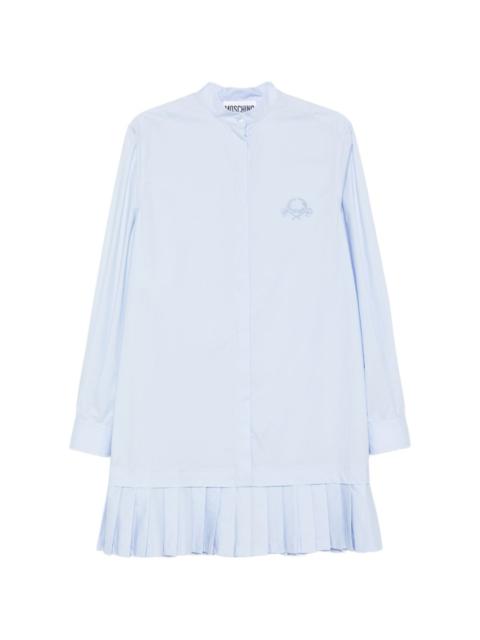 Moschino logo-embroidery pleated-hem mini dress