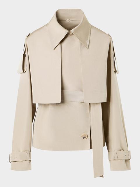 AKRIS David Duo Ottoman Silk Duo Trench Coat With Bolero