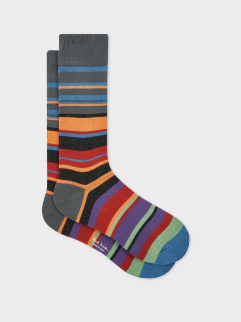 Grey Mixed Stripe Socks