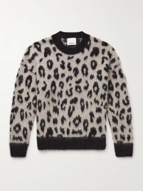 Isabel Marant Tevy Leopard-Jacquard Brushed-Knit Sweater