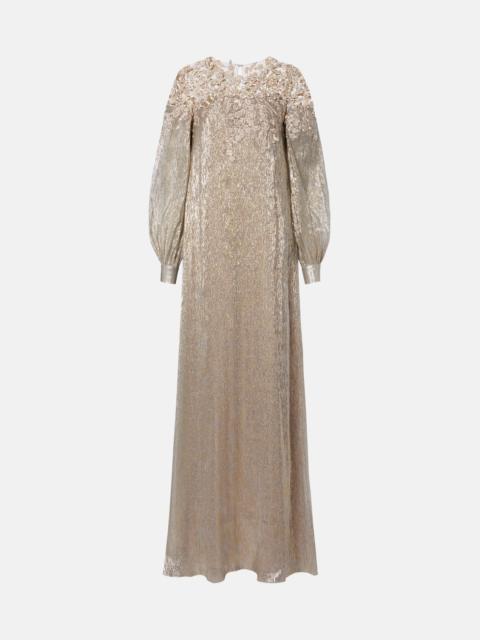 Oscar de la Renta Embellished silk-blend gown
