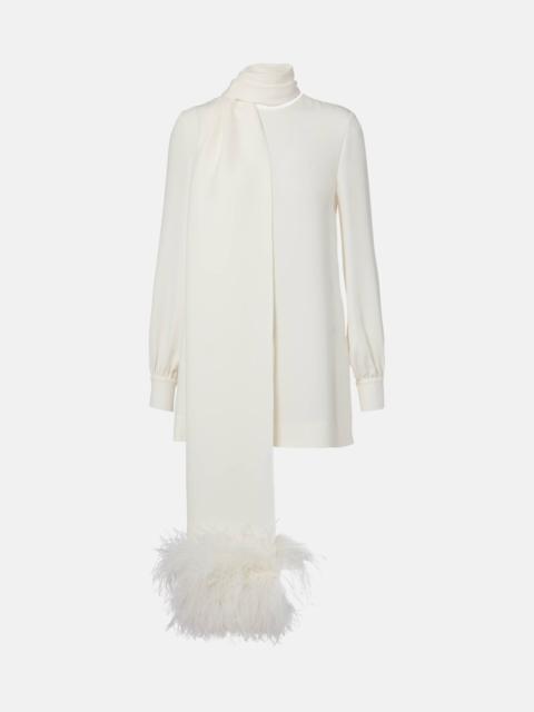 Valentino Feather-trimmed silk top