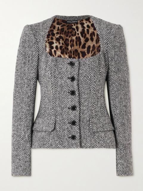 Dolce & Gabbana Herringbone wool jacket Gray