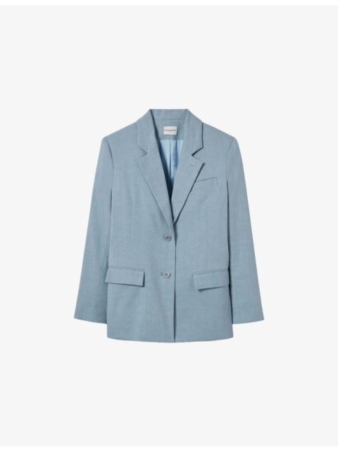 Claudie Pierlot Single-Breasted Tailored Linen-Blend Blazer