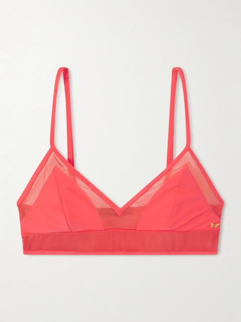 KIKI DE MONTPARNASSE Peep Show Mesh-trimmed Bikini Top