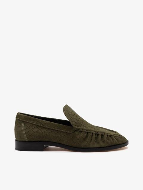 Larroudé Margaux Loafer Olive Croco Suede