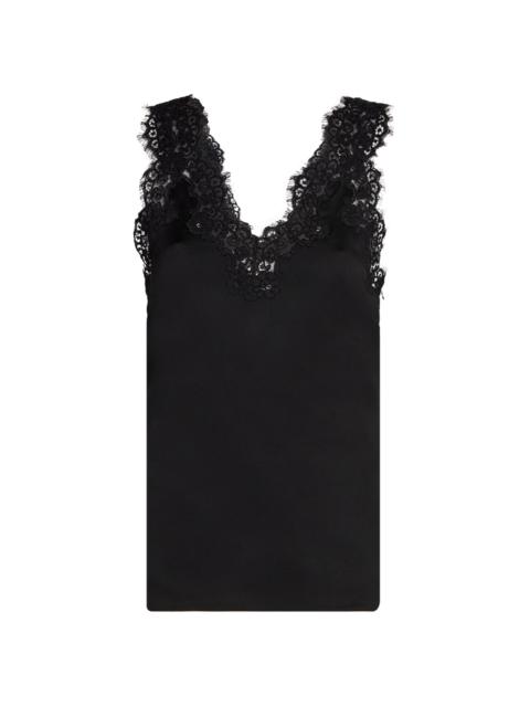 Stella McCartney Women's Lace-Trimmed Satin Top - Black
