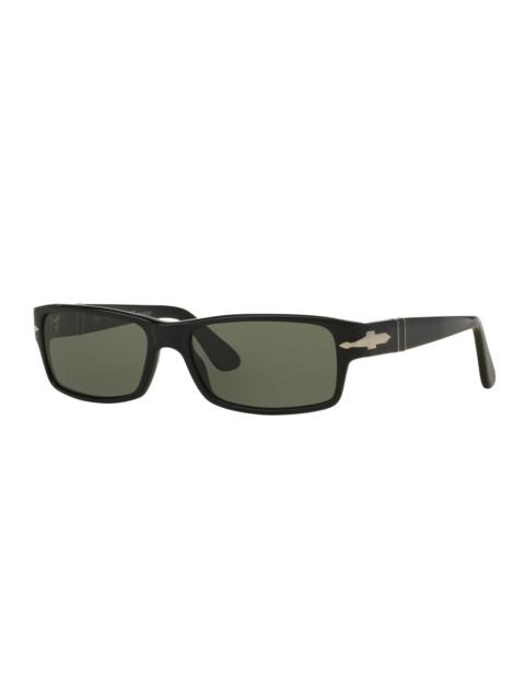Persol Men's Polarized Rectangle Solid Acetate Sunglasses