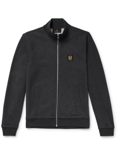 Mélange Cotton Zip-Up Sweatshirt