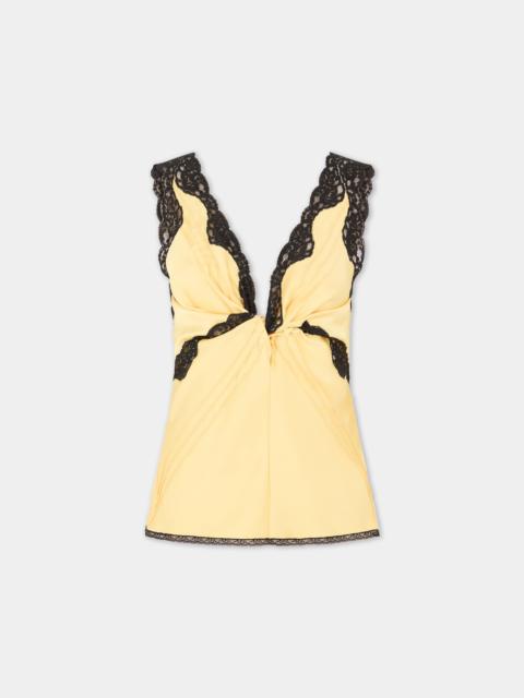 rabanne YELLOW TANK TOP WITH LACE DETAILS