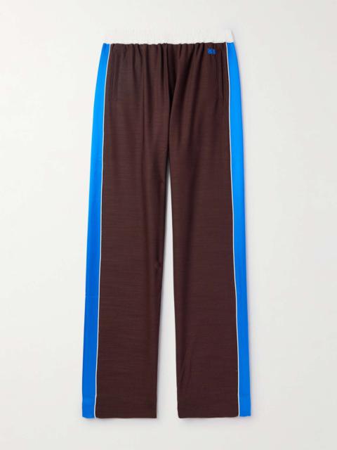 WALES BONNER Courage Straight-Leg Logo-Embroidered Shell and Satin-Trimmed Wool Track Pants