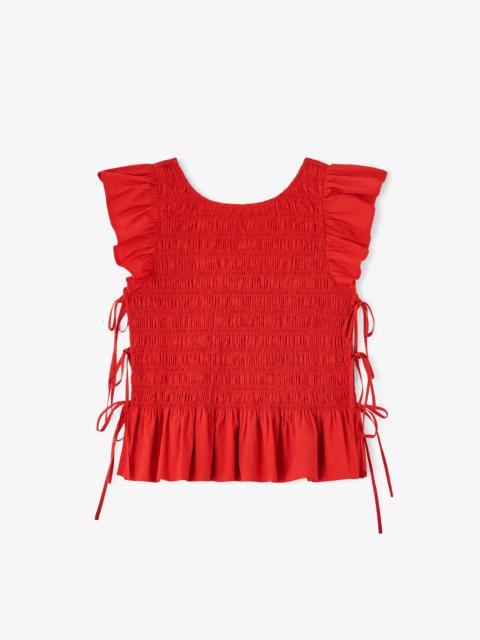 GANNI TOP IN SMOCKED COTTON