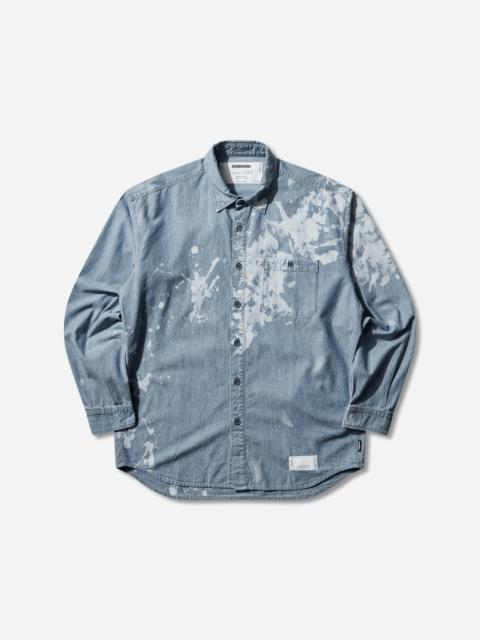NEIGHBORHOOD Men's Garment Bleach Chambray Longsleeve Shirt Indigo