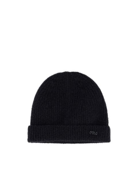 Massimo Osti Studio Felted logo-plaque bouclé beanie hat