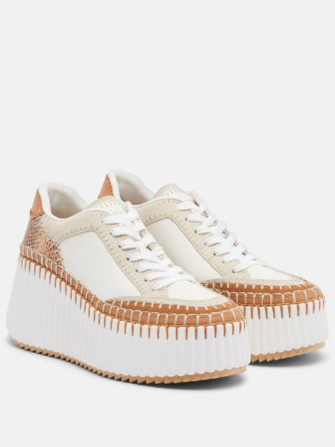 Chloé Nama leather-trimmed platform sneakers