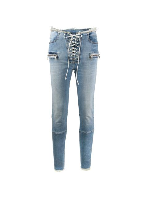 Unravel mid-rise laced skinny jeans