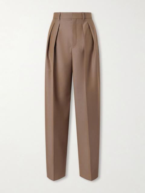 SAINT LAURENT Straight-leg wool-blend pants Brown