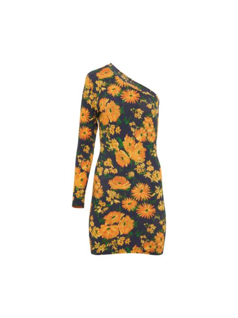 BALENCIAGA Asymmetric Mini Dress in Yellow/Navy