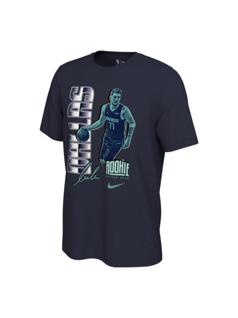 Nike Men's Nike Dallas Mavericks Doncic Character Printing Alphabet Pattern Round Neck Short Sleeve Navy