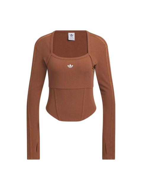 adidas (WMNS) adidas originals Corset Long Sleeve Shirt 'Brown' IX1910