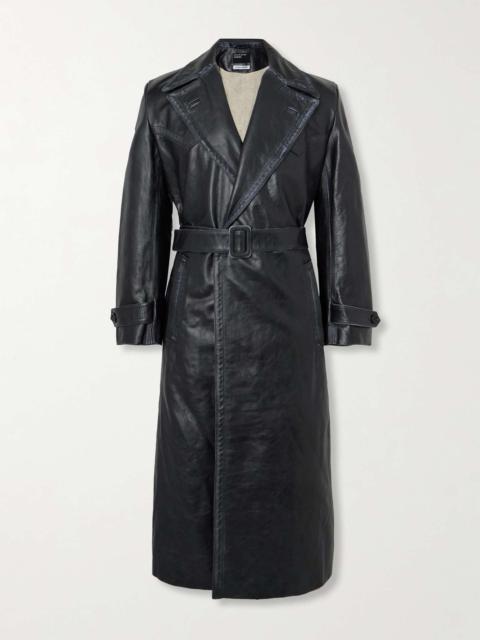 Enfants Riches Déprimés Belted Panelled Leather Trench Coat