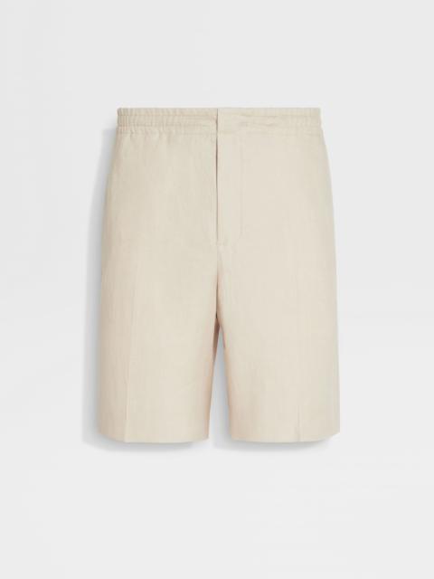 ZEGNA LIGHT BEIGE OASI LINO SHORT PANTS