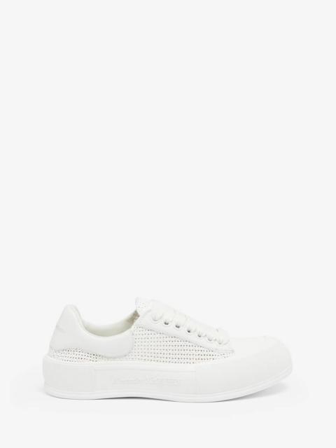 Women's Deck Plimsoll in White/optic White