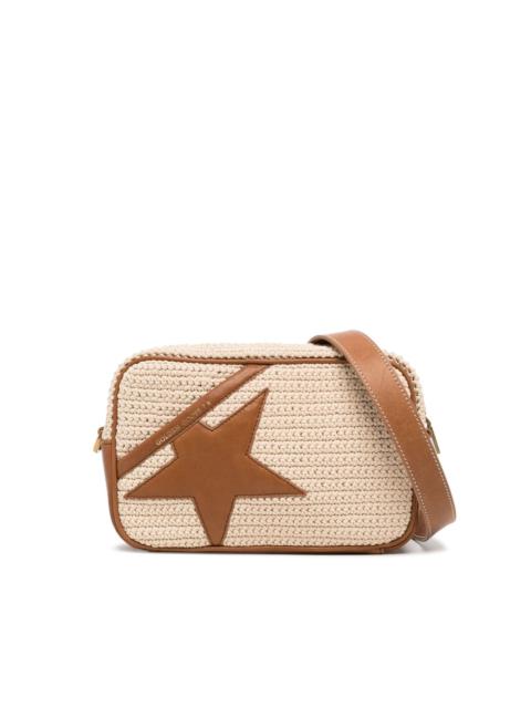Star-patch crochet crossbody bag