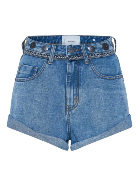 ONE TEASPOON Bandits marbled-denim shorts