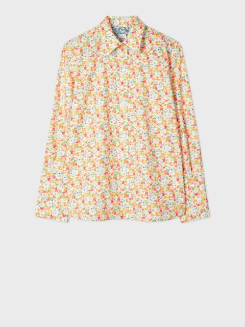 Paul Smith Women's Coral Pink 'Ditsy Floral' Print Shirt