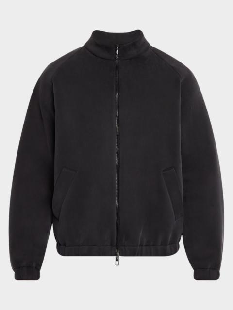 GIORGIO ARMANI 남자의 Cupro-Blend 저지 Blouson 재킷