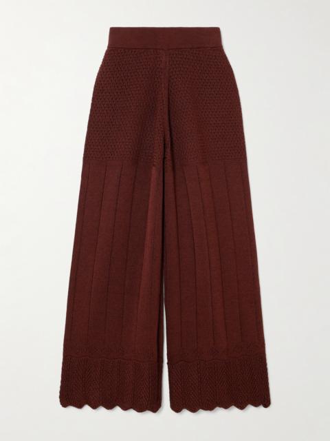 ERES Chimère Récit Open-knit Cotton-blend Wide-leg Pants