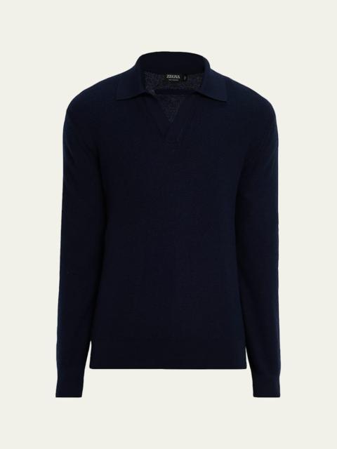 ZEGNA Men's Cashco Johnny Collar Sweater