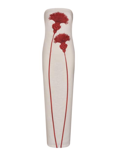 ANDRES OTALORA Costera Printed Linen Maxi Dress red