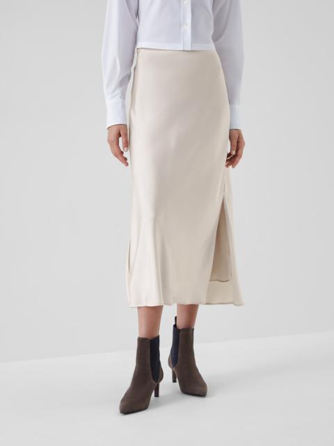 Brunello Cucinelli Soft techno satin fluid pencil skirt