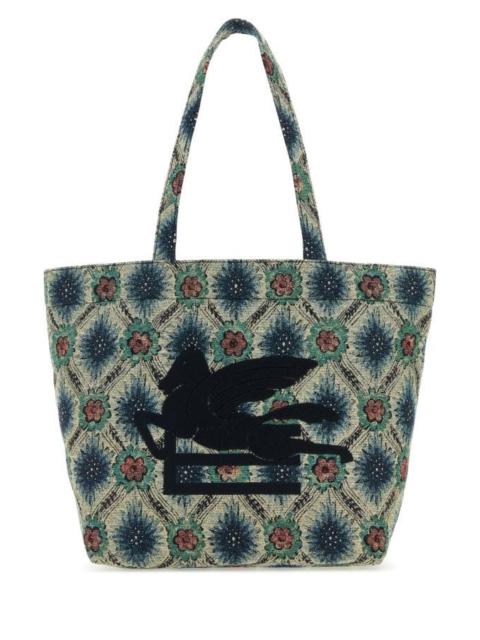 Etro Embroidered canvas medium Soft Trotter shopping bag