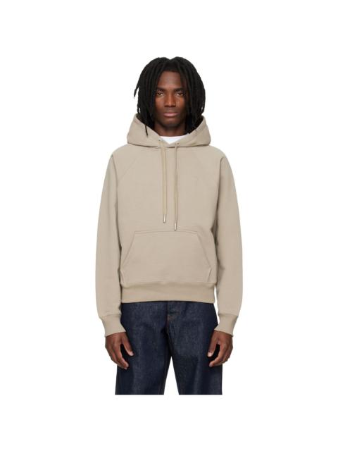 AMI Paris Beige Cotton Embossed Ami de Coeur Hoodie