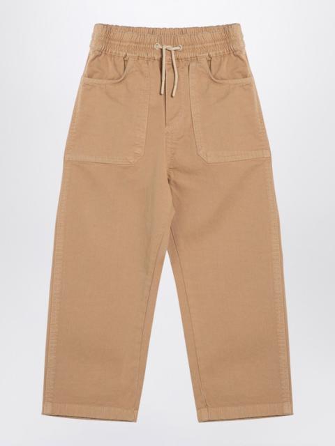 Beige cotton drawstring trousers