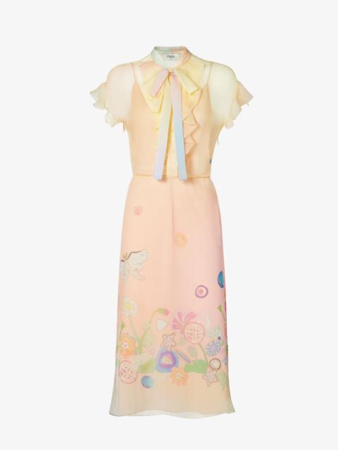 FENDI Fantastic Fendi Future Dress Pink and yellow printed chiffon dress