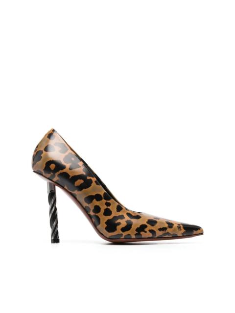 VETEMENTS drill-heel leopard-print pumps