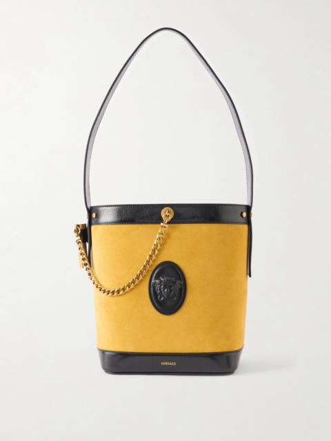 VERSACE Pivot Logo-appliquéd Small Leather Bucket Bag