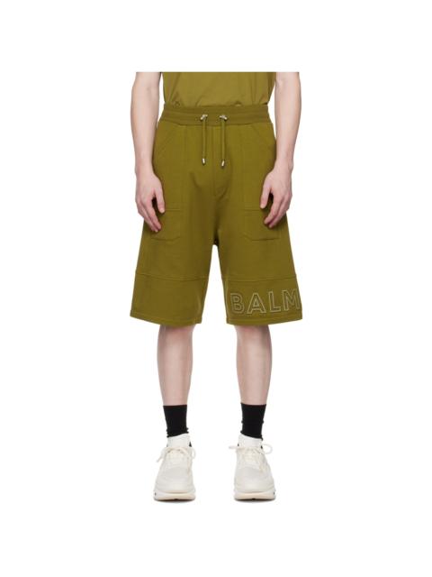 Balmain Green Reflective Bermuda Shorts
