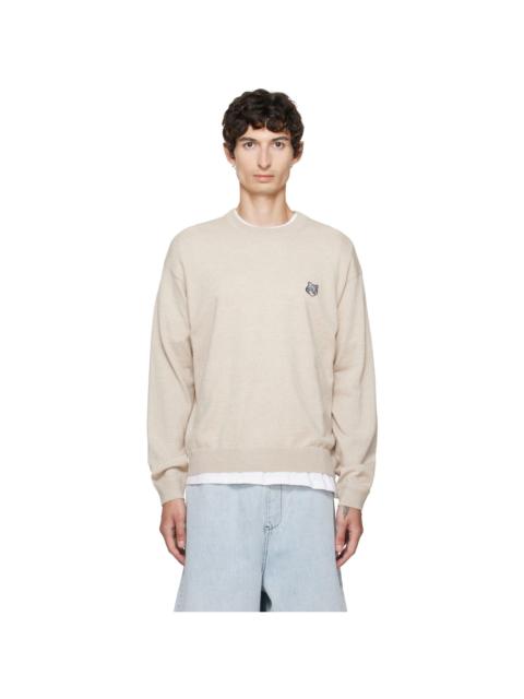 Maison Kitsuné Beige Fox Head Merino Comfort Sweater